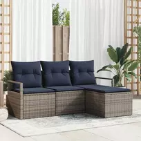 Lauko baldų komplektas Sofos komplektas 4 pcs Pilka poliratanas