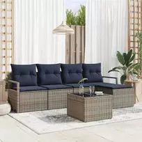 Lauko baldų komplektas Sofos komplektas su pagalve 6 pcs Pilka poliratanas