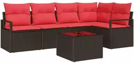 Lauko baldų komplektas Sofos komplektas 6 pcs Ruda poliratanas