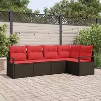 Lauko baldų komplektas Sofos komplektas 5 pcs Ruda poliratanas