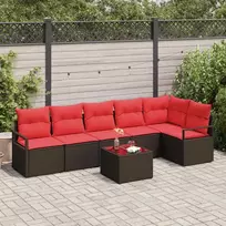 Lauko baldų komplektas Sofos komplektas 7 pcs Ruda poliratanas