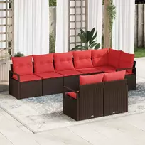 Lauko baldų komplektas Sofos komplektas 8 pcs Ruda poliratanas
