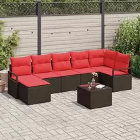 Lauko baldų komplektas Sofos komplektas 8 pcs Ruda poliratanas