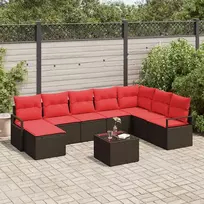 Lauko baldų komplektas Sofos komplektas su pagalve 9 pcs Ruda poliratanas