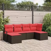 Lauko baldų komplektas Sofos komplektas 6 pcs Ruda poliratanas