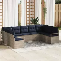 Lauko baldų komplektas Sofos komplektas su pagalve 7 pcs Pilka poliratanas