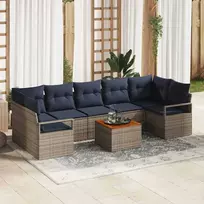 Lauko baldų komplektas Sodo Sofų Rinkinys su pagalve 8 pcs Pilka poliratanas