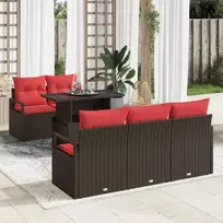 Sodo Sofų Rinkinys su pagalve 6 pcs Ruda ir raudona poliratanas