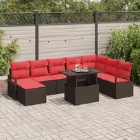 Sodo Sofų Rinkinys su pagalve 9 pcs Ruda ir raudona poliratanas