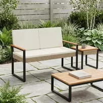 Lauko suolas Bežė ir kreminė balta 107 x 61 x 80 cm poliratanas