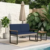 Lauko suolas Pilka ir tamsiai mėlyna 107 x 61 x 80 cm