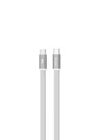 Eaton Telforceone Devia Ultra3 USB-C PD 240W metalinis austas plokščias greito įkrovimo kabelis 1,5 m baltas