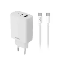 Telforceone Maxlife MXTC-10-20AC PD QC charger 1x USB-C 1x USB 20W baltas + USB-C - USB-C cable 20W
