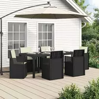Lauko baldų komplektas Sodo valgomojo komplektas 7 pcs Antracito ir kreminė PP