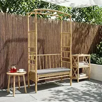 Sodo arka su suoliuku Tamsiai pilka 115 x 50 x 205 cm Bambukas