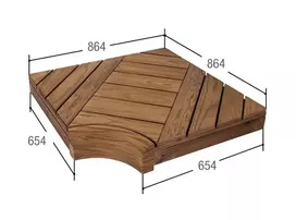 Kampinis gulto elementas moduliniams pirties gultams, pušies mediena 654x654 mm