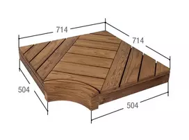 Kampinis gulto elementas moduliniams pirties gultams, pušies mediena 504x504 mm