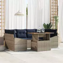 Lauko baldų komplektas Sodo Sofų Rinkinys su saugykla 7 pcs Pilka Poli ratanas