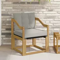 Lauko sofa Kietos akacijos mediena Balta ir šviesiai pilka