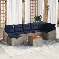 Lauko baldų komplektas Sodo Sofų Rinkinys su pagalve 8 pcs Pilka Poli ratanas