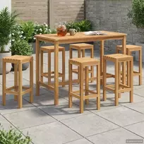 Lauko baldų komplektas Lauko baro rinkinys 7 pcs Natūrali Kieto teka medžio