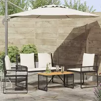 Lauko baldų komplektas 4 pcs Juoda ir kreminė balta poliratanas