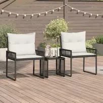 Lauko baldų komplektas 7 pcs Juoda ir kreminė balta poliratanas