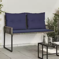Lauko suolas 4 pcs Pilka ir tamsiai mėlyna poliratanas