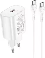 Įkroviklis Hoco N22 25W USB-C + USB-C to USB-C cable 1.0m baltas
