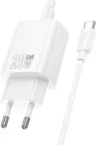 Įkroviklis Hoco N60 20W GaN USB-C + USB-C to USB-C cable 1.0m baltas