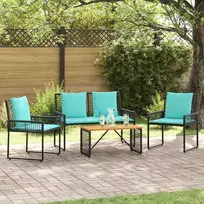 Lauko baldų komplektas su pagalve 4 pcs Juoda ir turkio