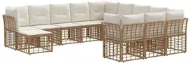 Lauko sofos komplektas 12 pcs Natūralus ir grietinėlės baltas