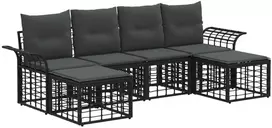 Lauko sofos komplektas 6 pcs Juoda ir tamsiai pilka Poliesteris