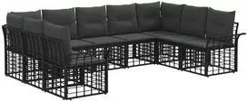 Lauko sofos komplektas 9 pcs Juoda ir tamsiai pilka Poliesteris