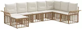 Lauko sofos komplektas 8 pcs Natūralus ir grietinėlės baltas