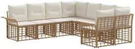 Lauko sofos komplektas 8 pcs Natūralus ir grietinėlės baltas