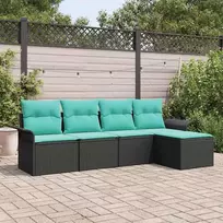 Lauko baldų komplektas Sodo Sofų Rinkinys su pagalve 5 pcs Juoda poliratanas
