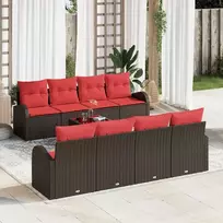 Sofos komplektas 9 pcs Ruda ir raudona Poliesteris