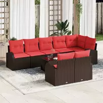 Lauko baldų komplektas Sodo Sofų Rinkinys 9 pcs Ruda poliratanas