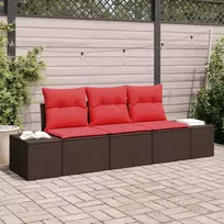 Lauko baldų komplektas Sofos komplektas su pagalve 3 pcs Ruda poliratanas