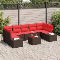 Lauko baldų komplektas Sodo Sofų Rinkinys su pagalve 8 pcs Ruda poliratanas