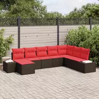 Lauko baldų komplektas Sodo Sofų Rinkinys su pagalve 8 pcs Ruda poliratanas