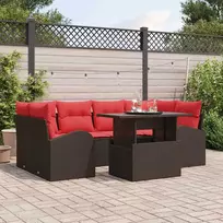 Lauko baldų komplektas Sodo Sofų Rinkinys su pagalve 7 pcs Ruda poliratanas