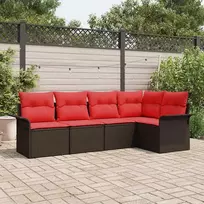 Lauko baldų komplektas Sodo Sofų Rinkinys su saugykla 5 pcs Ruda poliratanas