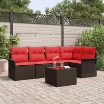 Lauko baldų komplektas Sodo Sofų Rinkinys su saugykla 6 pcs Ruda poliratanas