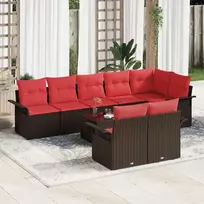 Lauko baldų komplektas Sodo Sofų Rinkinys su saugykla 9 pcs Ruda poliratanas