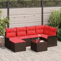 Lauko baldų komplektas Sodo Sofų Rinkinys su saugykla 7 pcs Ruda poliratanas
