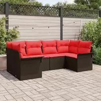 Sodo Sofų Rinkinys su saugykla 6 pcs Ruda Poli ratanas
