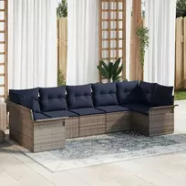 Lauko baldų komplektas Sodo Sofų Rinkinys su saugykla 7 pcs Pilka Poli ratanas