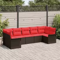 Lauko baldų komplektas Sodo Sofų Rinkinys su saugykla 7 pcs Ruda Poli ratanas